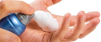 Shaving foam on the palm